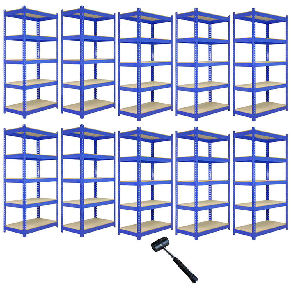 Monster Racking - 10 Rayonnages Q-Rax en Acier Bleu 120cm x 50cm x 180cm