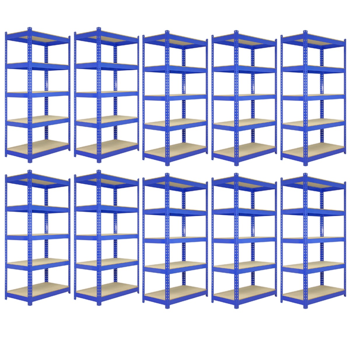 Monster Racking - 10 Rayonnages T-Rax en Acier Bleu 120cm x 45cm x 180cm