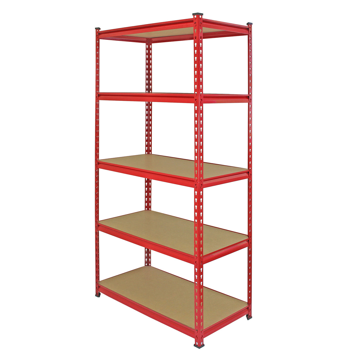 Rayonnage Z-Rax en acier rouge, 90cm x 45cm x 183cm, avec cinq étagères en bois, idéal pour le rangement et l'organisation