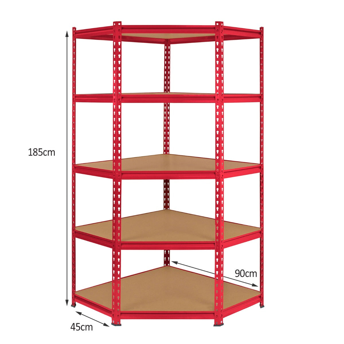 Monster Racking - Lot de 1 Rayonnage d'Angle Z-Rax en Acier Rouge & 4 Rayonnages Z-Rax 90cm x 45cm x 183cm