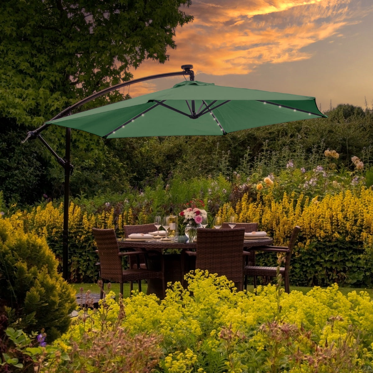 Parasol Vert 3m avec LED's Intégrés