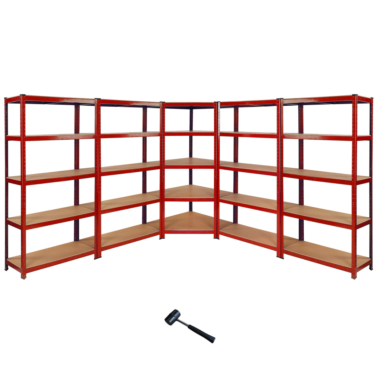 Monster Racking - Lot de 1 Rayonnage d'Angle Z-Rax en Acier Rouge & 4 Rayonnages Z-Rax 90cm x 45cm x 183cm