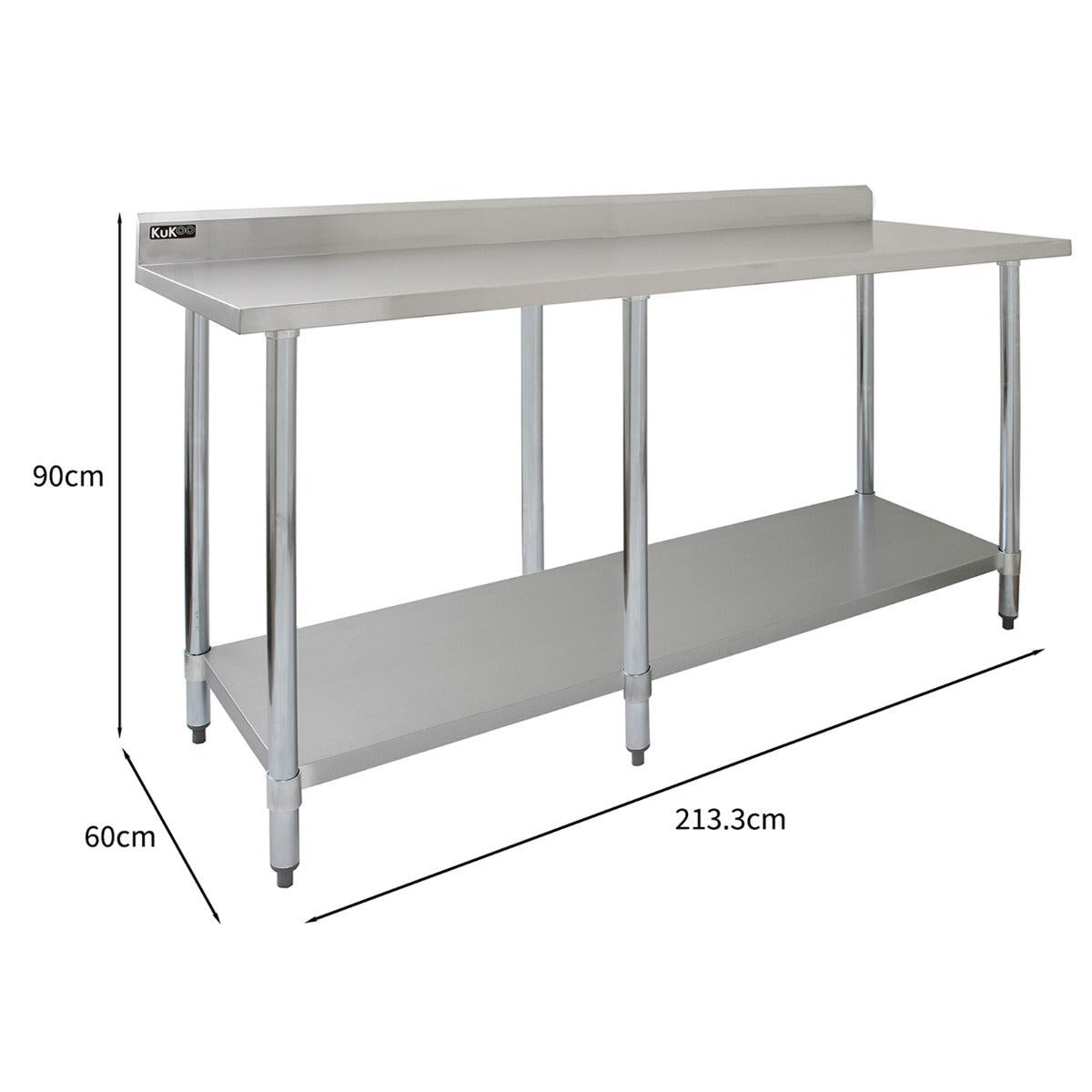KuKoo Table de Travail en Inox - 210 x 60 x 90 cm