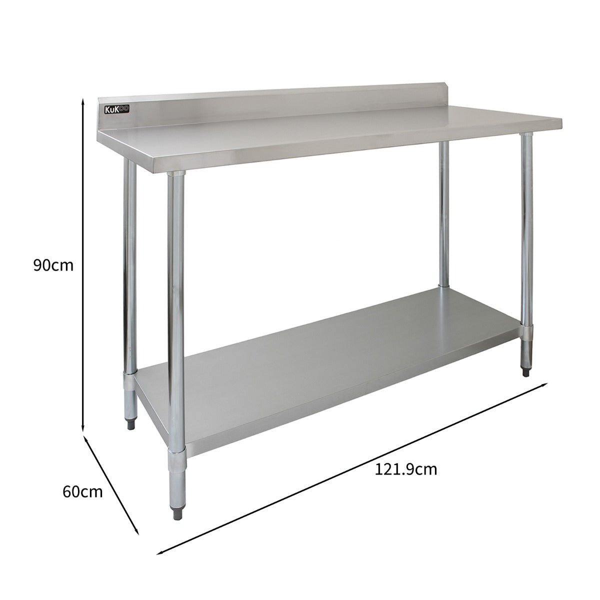 KuKoo Table de Travail en Inox - 120 x 60 x 90 cm