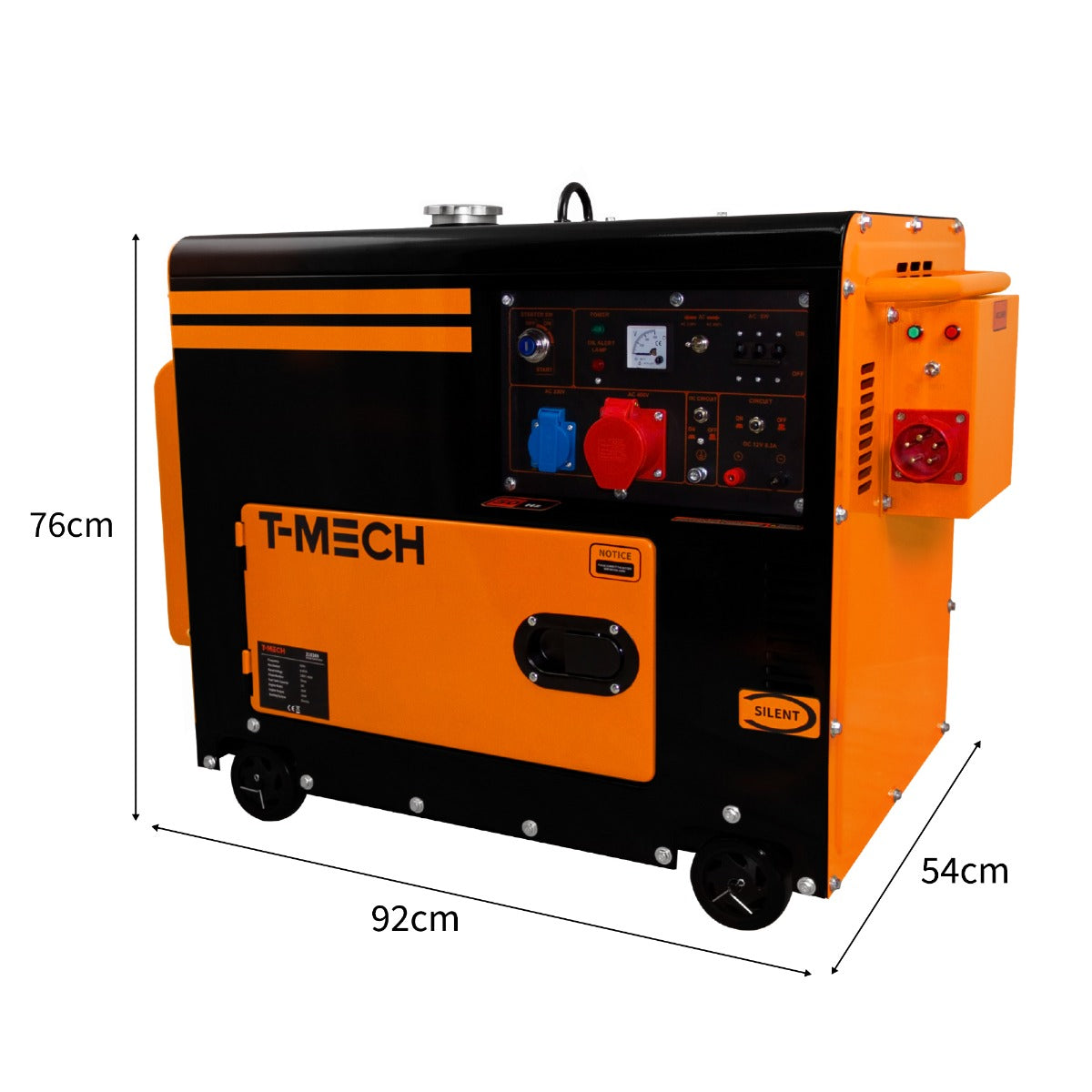 T-Mech Générateur à Diesel Triphasé 400 V - 6 500 W