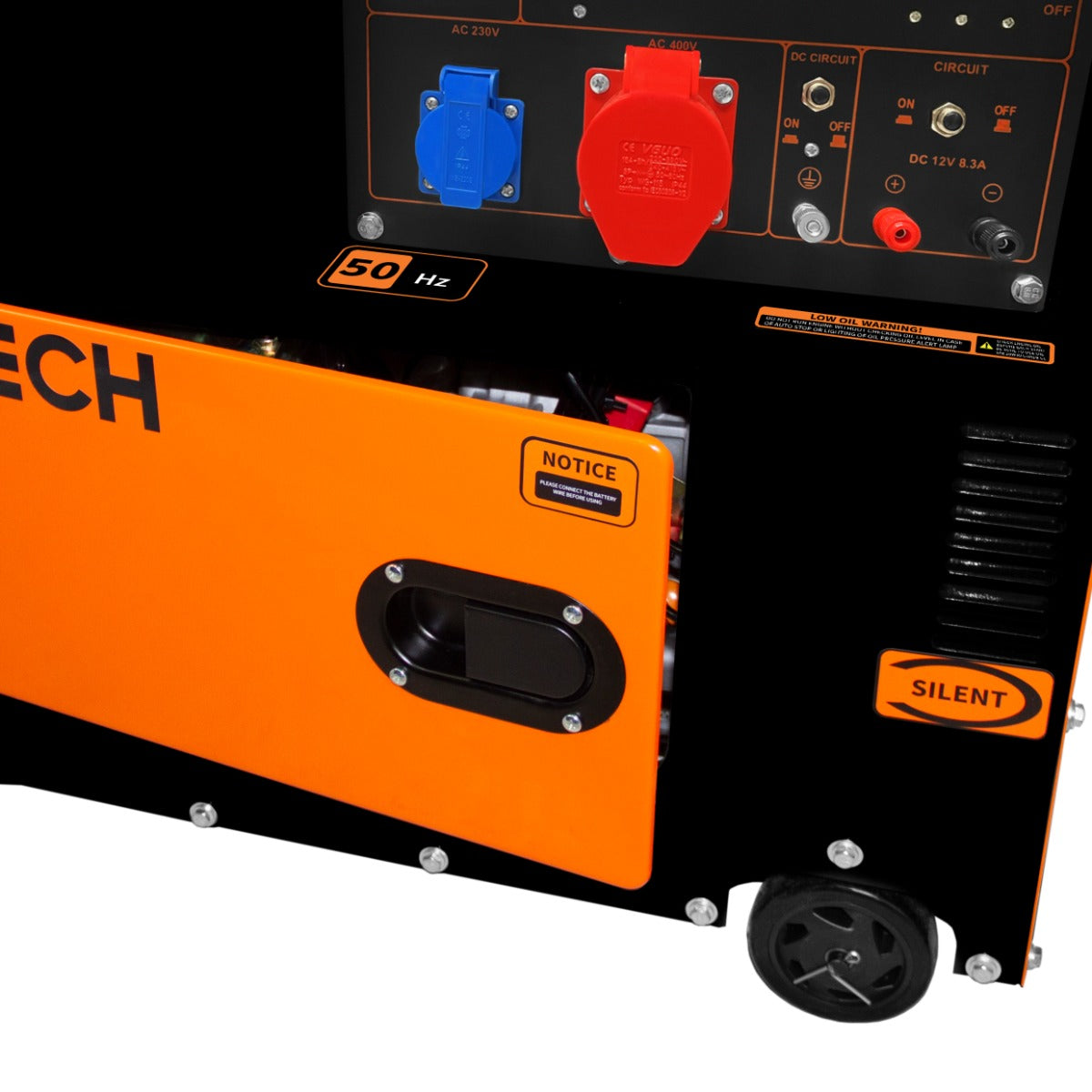 T-Mech Générateur à Diesel Triphasé 400 V - 6 500 W
