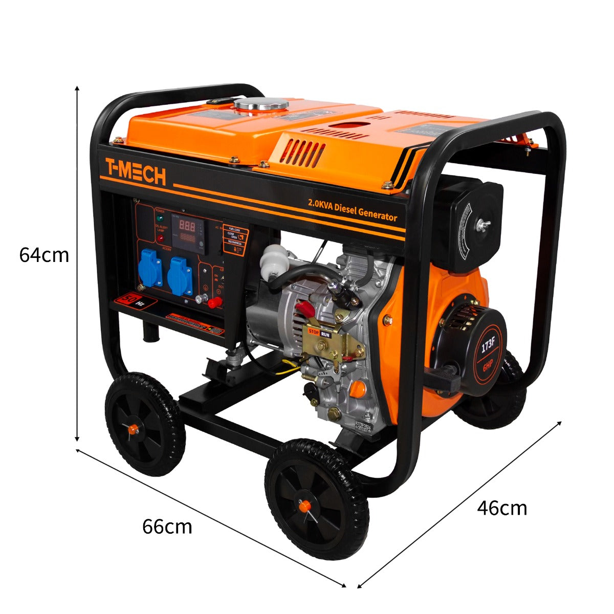 T-Mech Générateur à Diesel Monophasé à Cadre Ouvert - 2 200W