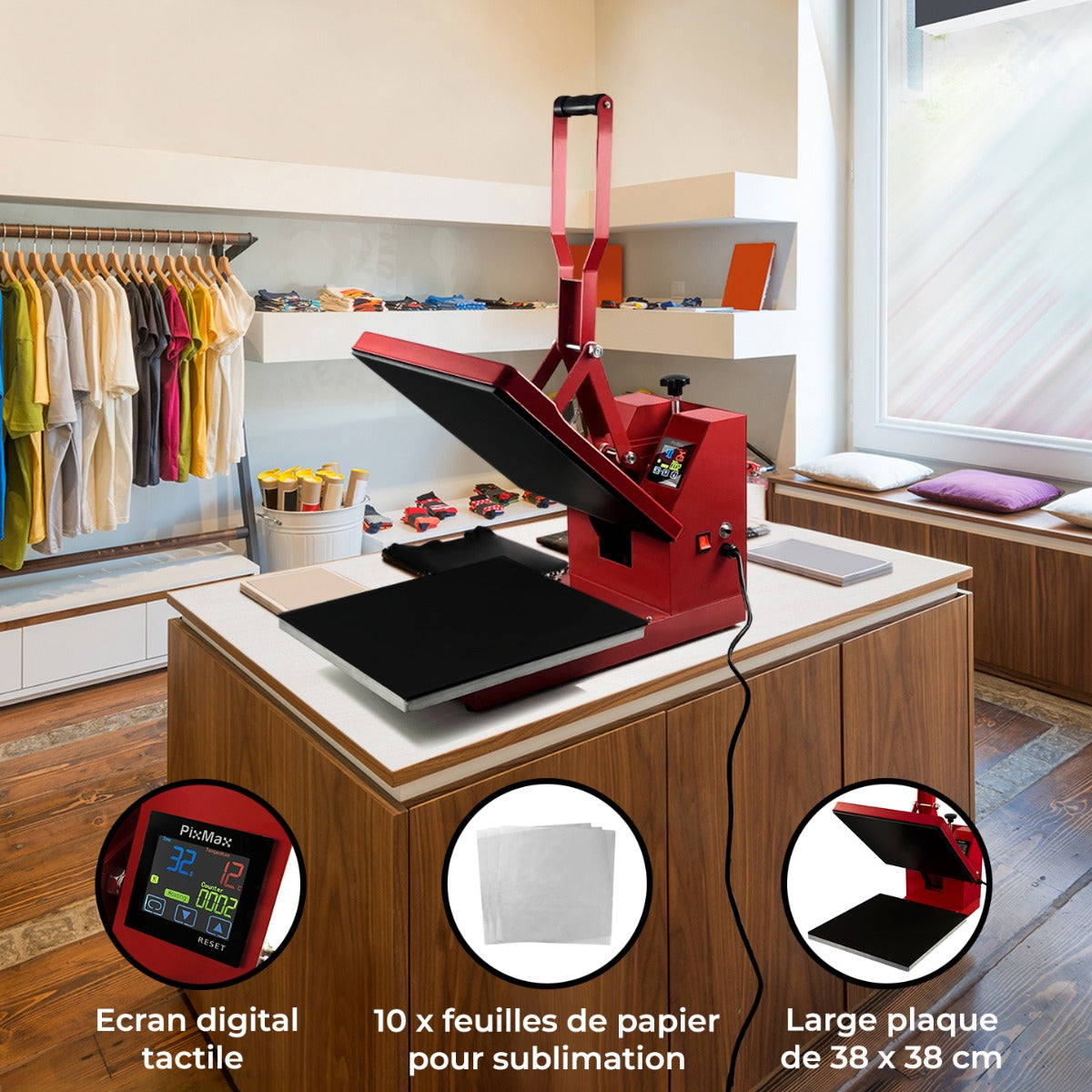 PixMax Presse à Chaud 38 x 38 cm