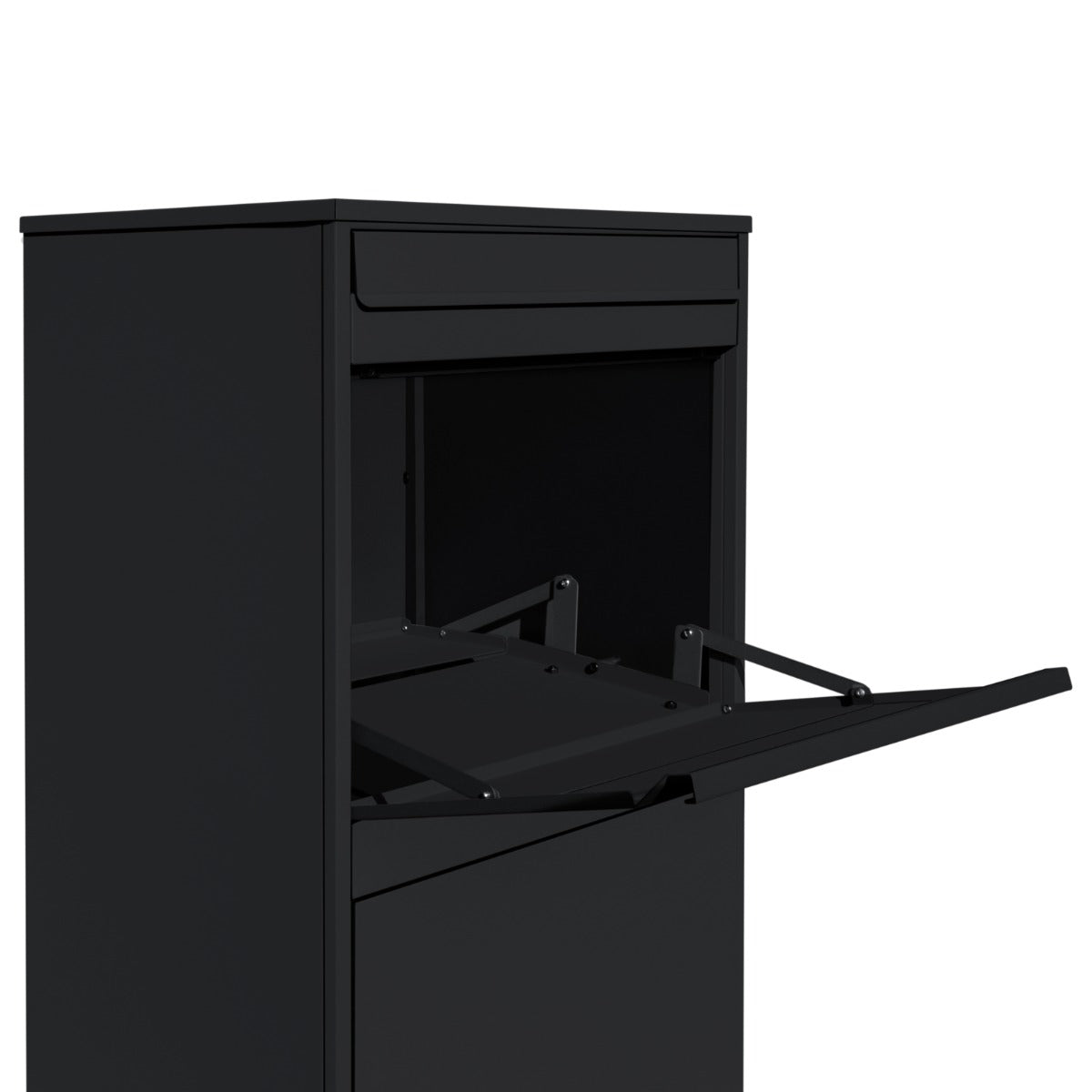 Boîte à colis XL anti-vol noire, design moderne avec une ouverture pratique et un intérieur spacieux pour un rangement sécurisé
