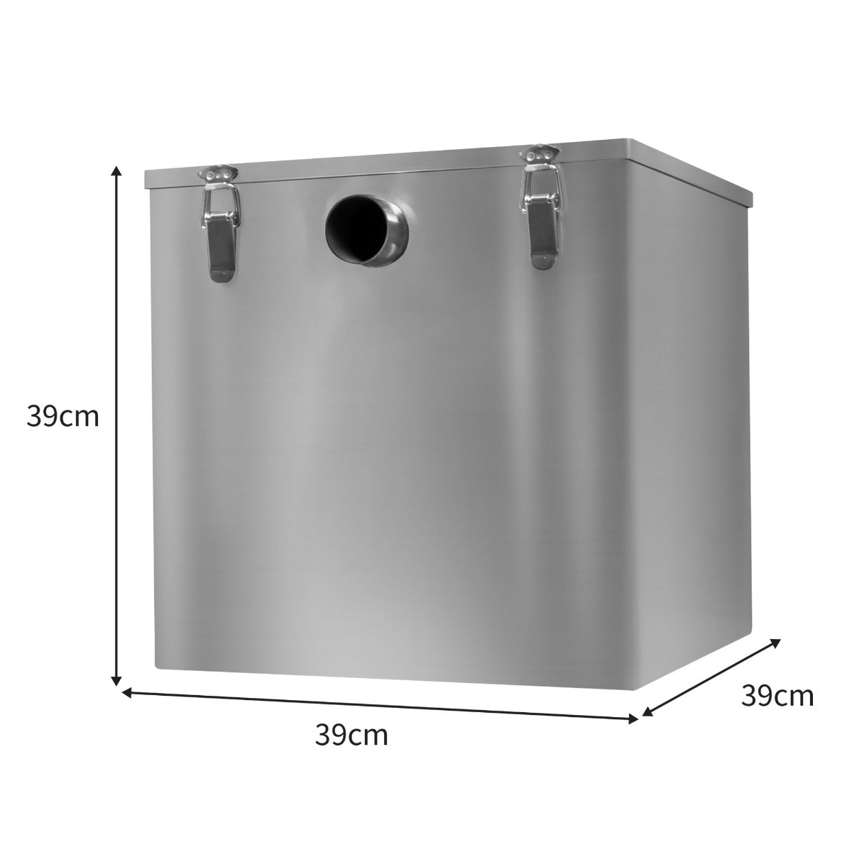 Bac à graisse commercial KuKoo de 60L en acier inoxydable, carré, avec poignées et un orifice pour l'évacuation des graisses