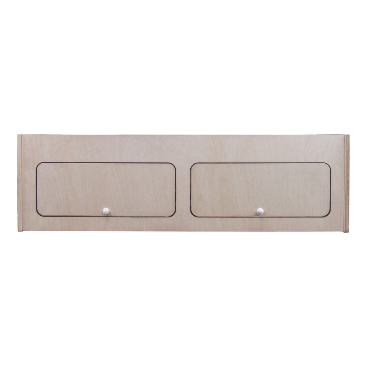 Armoire de rangement en bois clair pour camping-car, dimensions 120 x 35 x 35 cm, avec deux tiroirs à poignées blanches