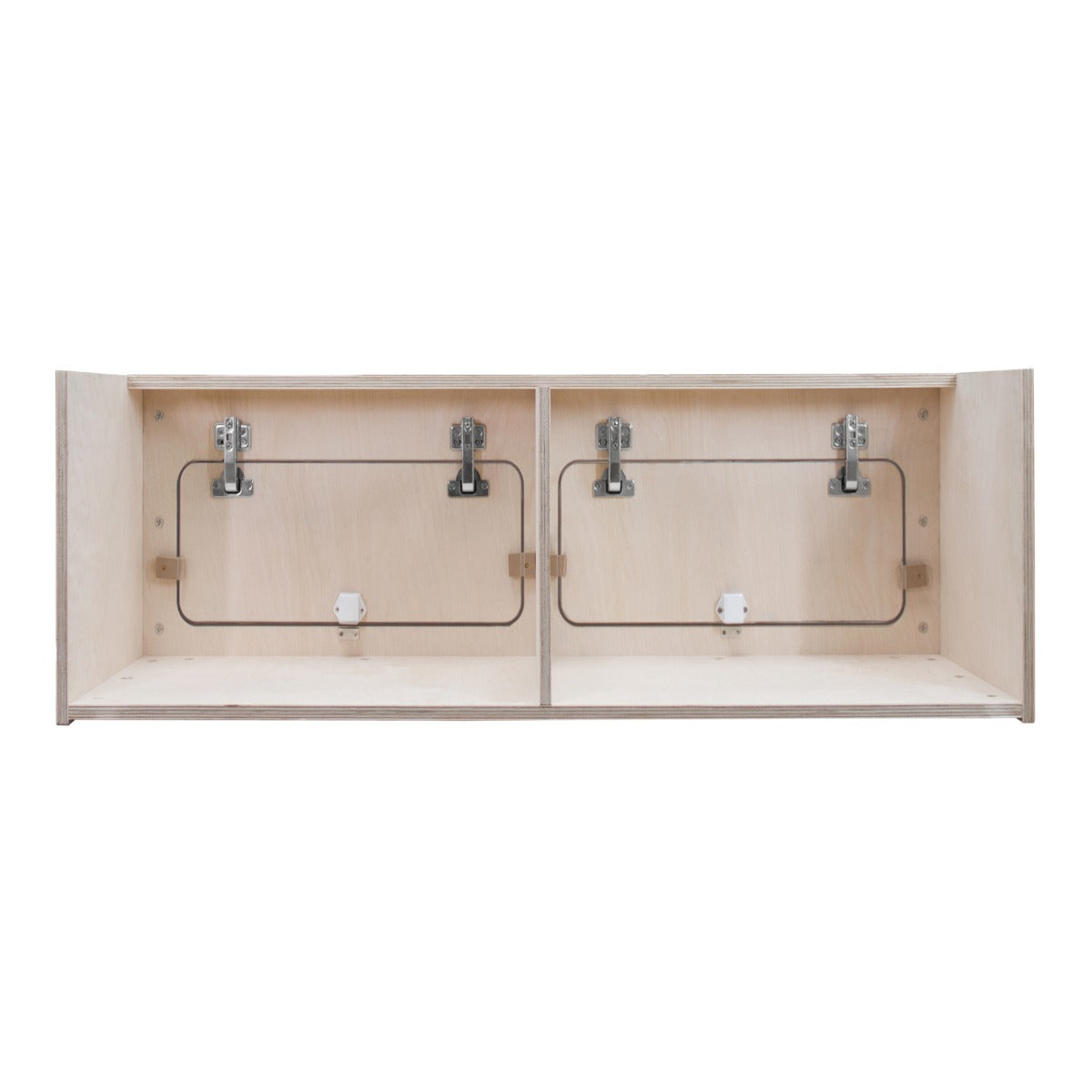 Armoire de rangement en contreplaqué clair, dimensions 100 x 35 x 35 cm, avec deux compartiments et fermetures métalliques robustes