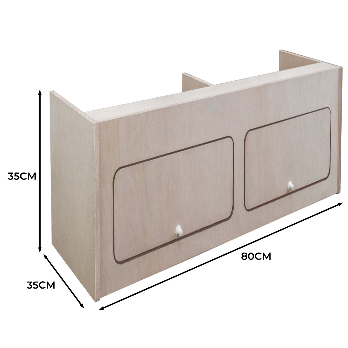 Armoire de rangement en bois clair pour camping-car, dimensions 80 x 35 x 35 cm, avec deux portes et finition lisse et moderne