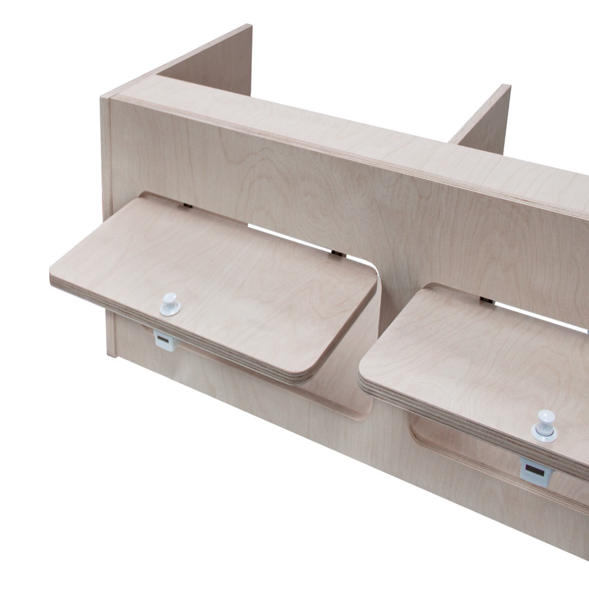 Armoire de rangement en contreplaqué clair, dimensions 80 x 35 x 35 cm, avec deux tiroirs pratiques et un design moderne et épuré