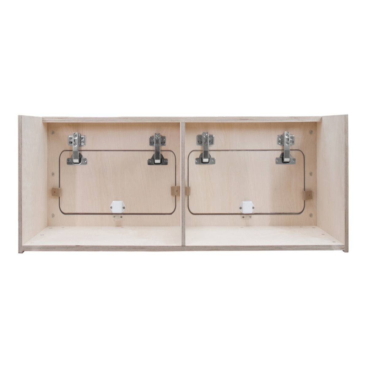 Armoire de rangement en bois clair, dimensions 80 x 30 x 30 cm, avec deux compartiments et fermetures métalliques robustes