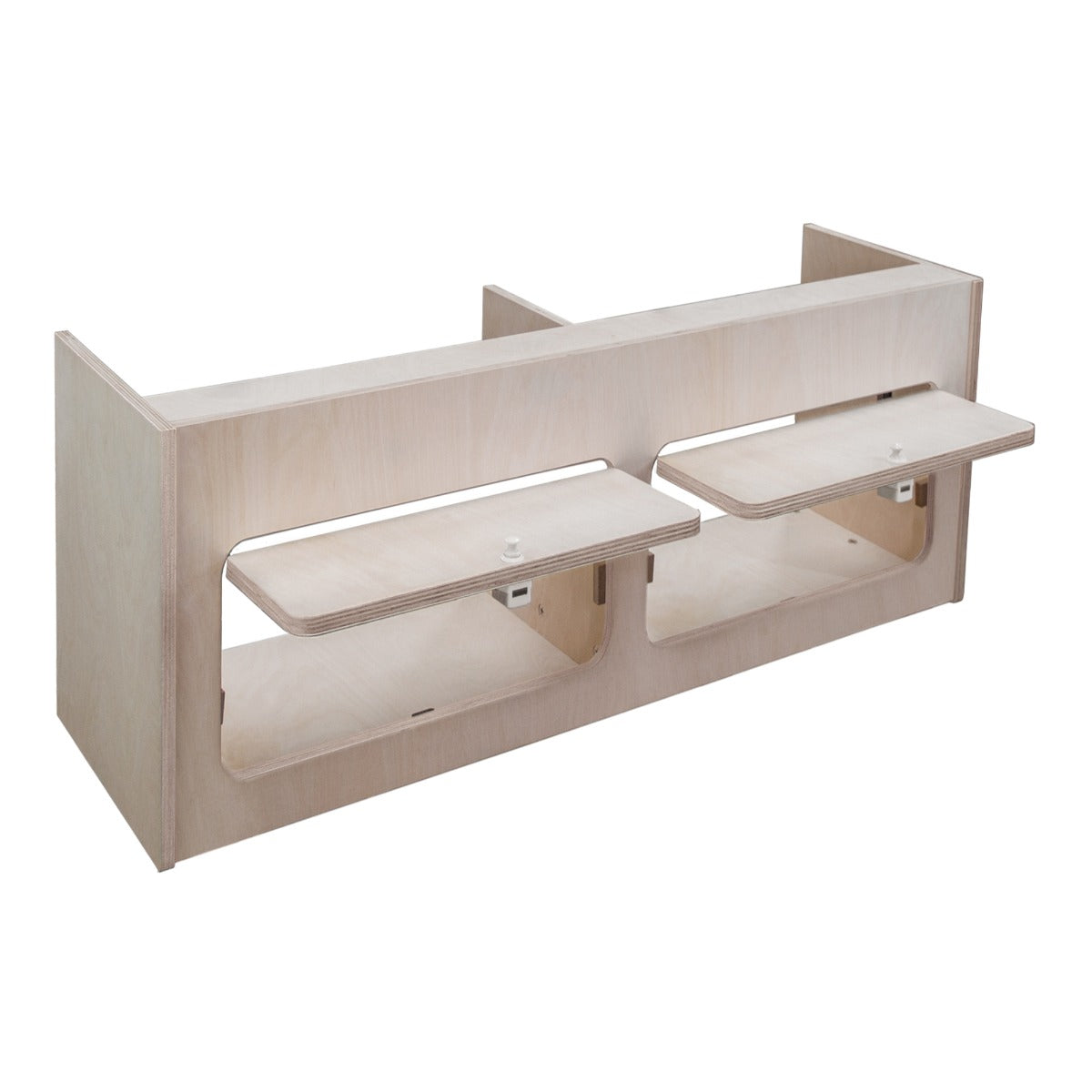 Armoire de rangement en contreplaqué clair, dimensions 80 x 30 x 30 cm, avec deux étagères coulissantes et finitions lisses