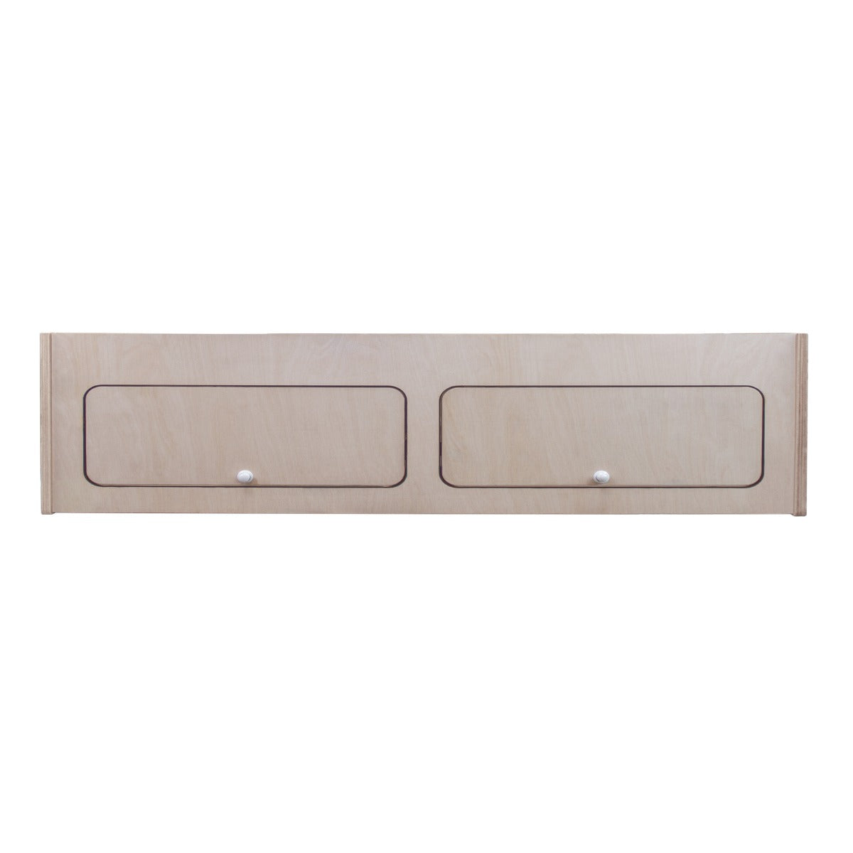 Armoire de rangement en bois clair pour camping-car, dimensions 100 x 25 x 25 cm, avec deux tiroirs et poignées en métal