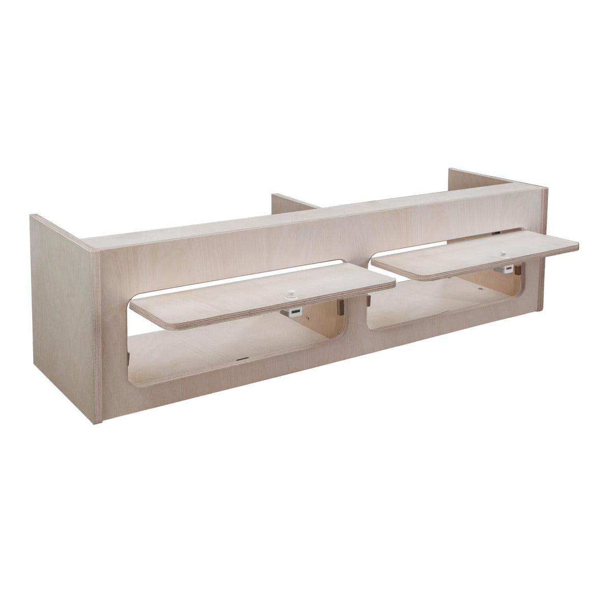 Armoire de rangement en contreplaqué clair, dimensions 100 x 25 x 25 cm, avec deux étagères coulissantes et finitions lisses