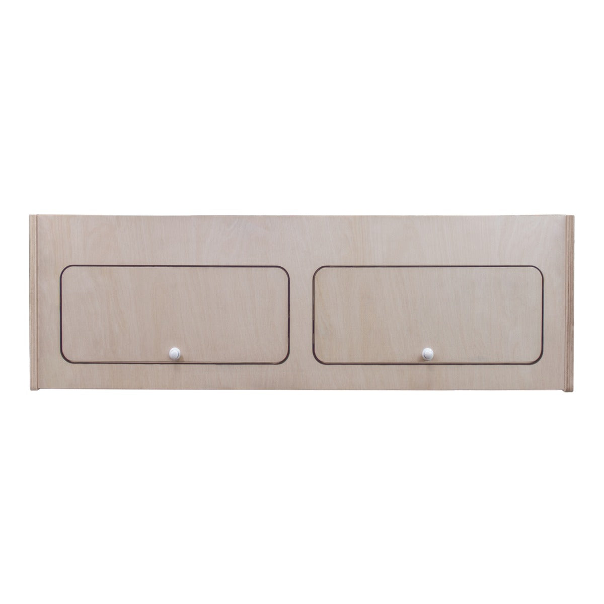 Armoire de rangement en bois clair pour camping-car, dimensions 80 x 25 x 25 cm, avec deux tiroirs à poignées blanches