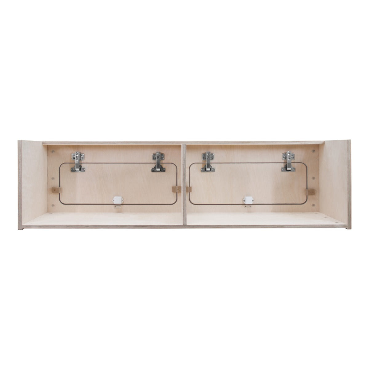 Armoire de rangement en bois clair pour camping-car, dimensions 80 x 25 x 25 cm, avec deux portes et fermetures métalliques robustes