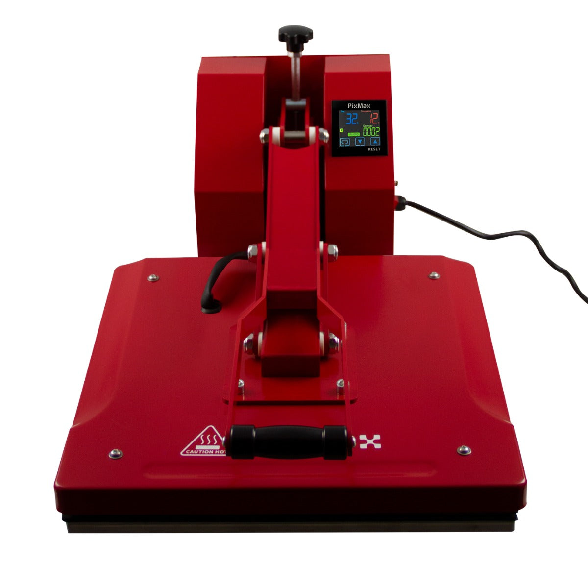 Presse à chaud rouge de 50 cm avec écran numérique, poignée ergonomique et surface lisse pour un transfert de chaleur efficace