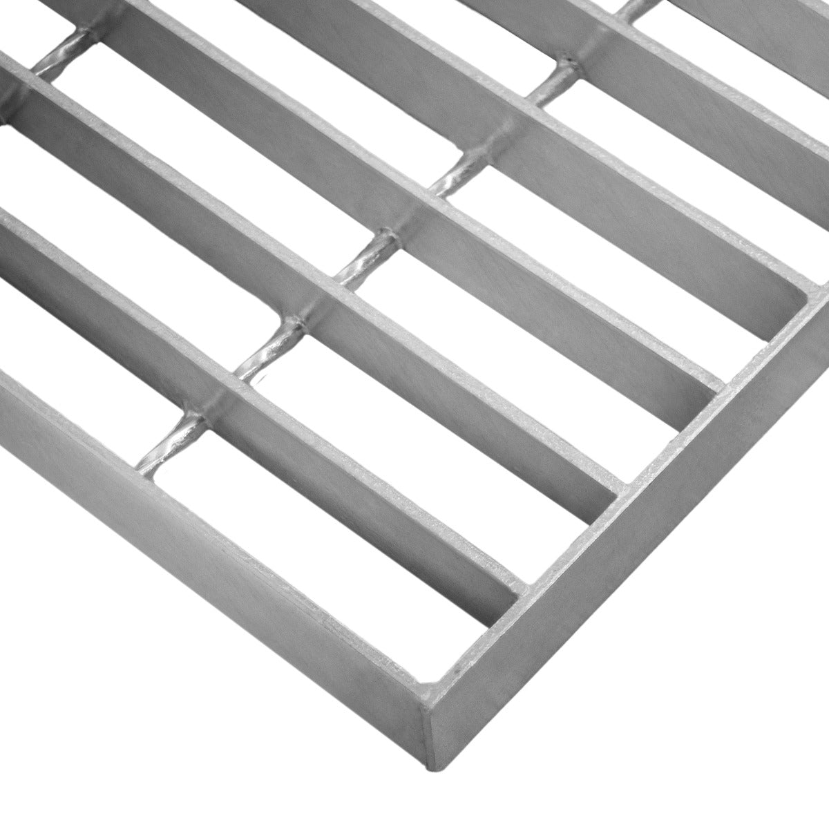 Grille caillebotis en acier galvanisé, dimensions 1100 x 1000 mm, avec une finition lisse et des barres parallèles robustes