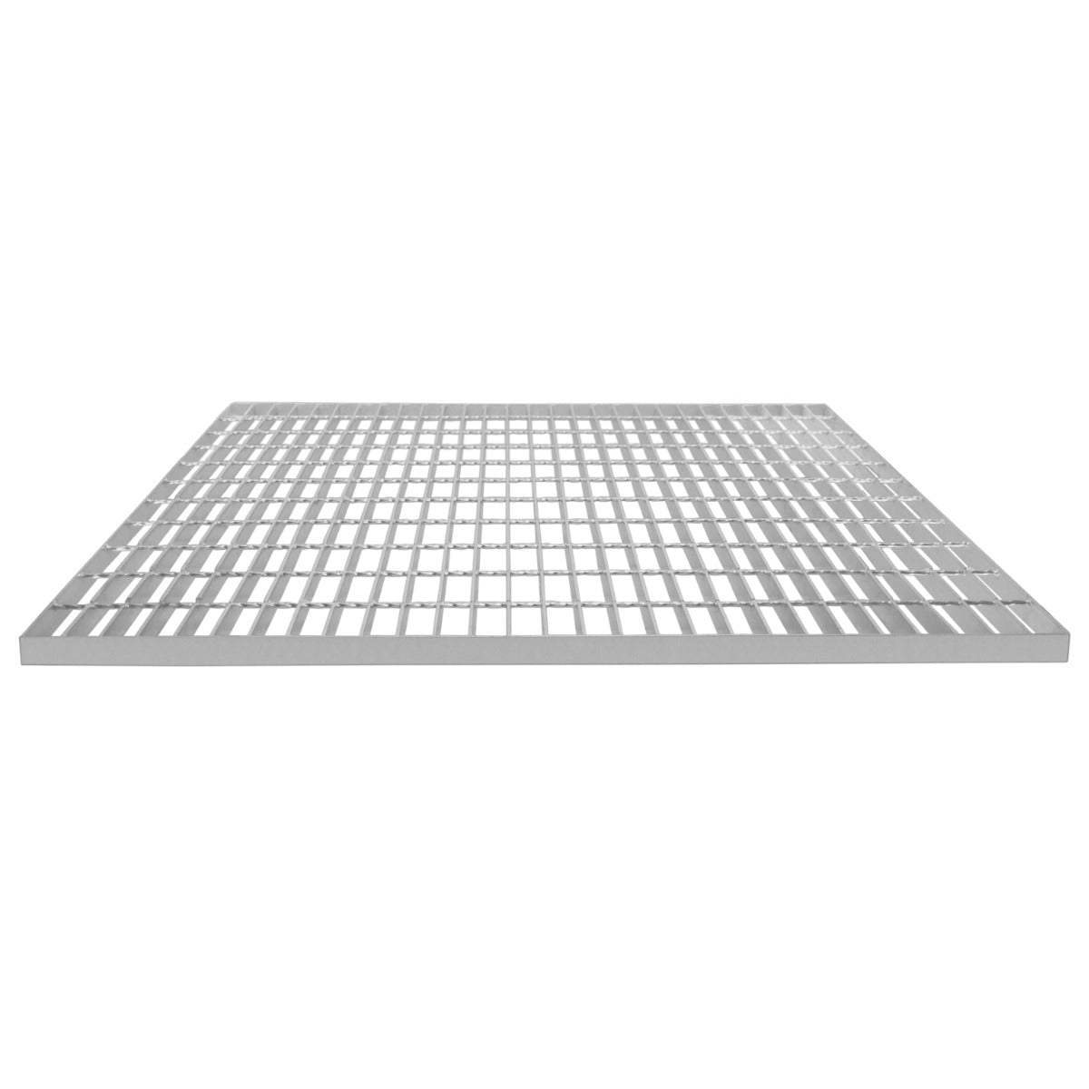 Grille caillebotis en acier galvanisé, dimensions 1100 x 1000 mm, surface lisse avec motifs en grille pour une robustesse optimale
