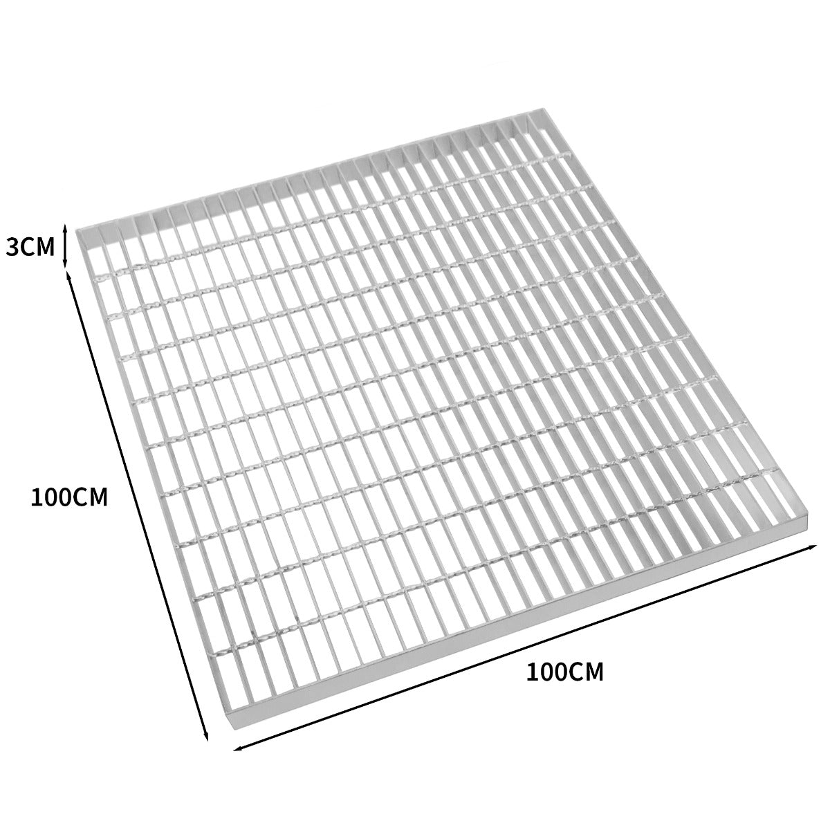 Grille caillebotis en acier galvanisé, 1000 x 1000 mm, avec finition lisse et robuste, idéale pour les projets de construction et d'aménagement extérieur