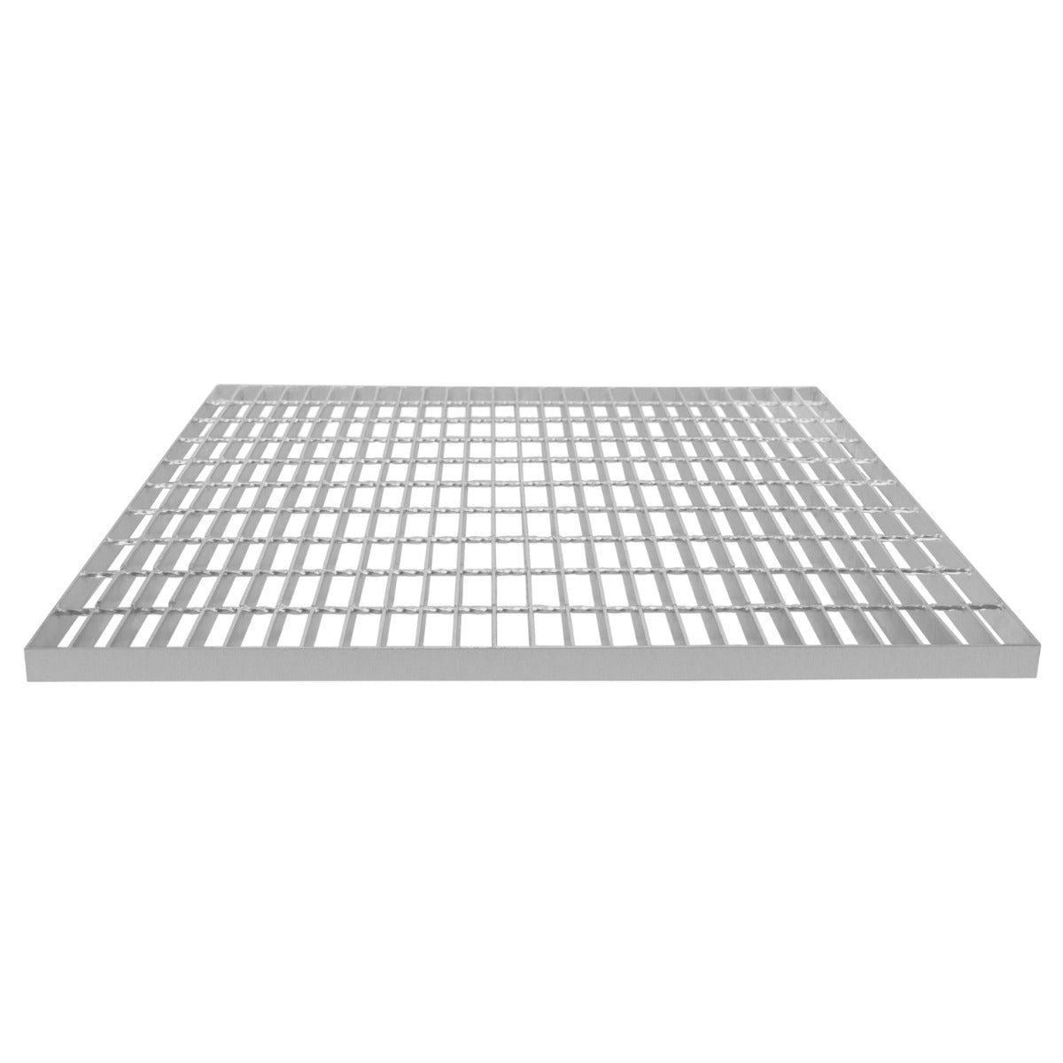 Grille caillebotis en acier galvanisé, 1000 x 900 mm, finition argentée, structure en mailles carrées, surface lisse et robuste