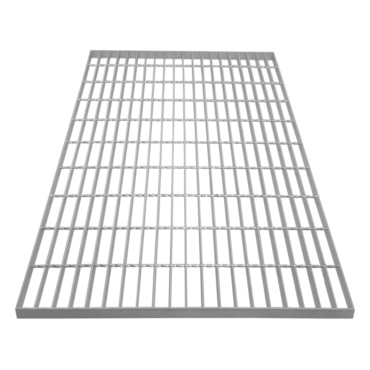 Grille caillebotis en acier galvanisé de 1000 x 700 mm, finition lisse, couleur argentée, structure robuste et résistante à la corrosion