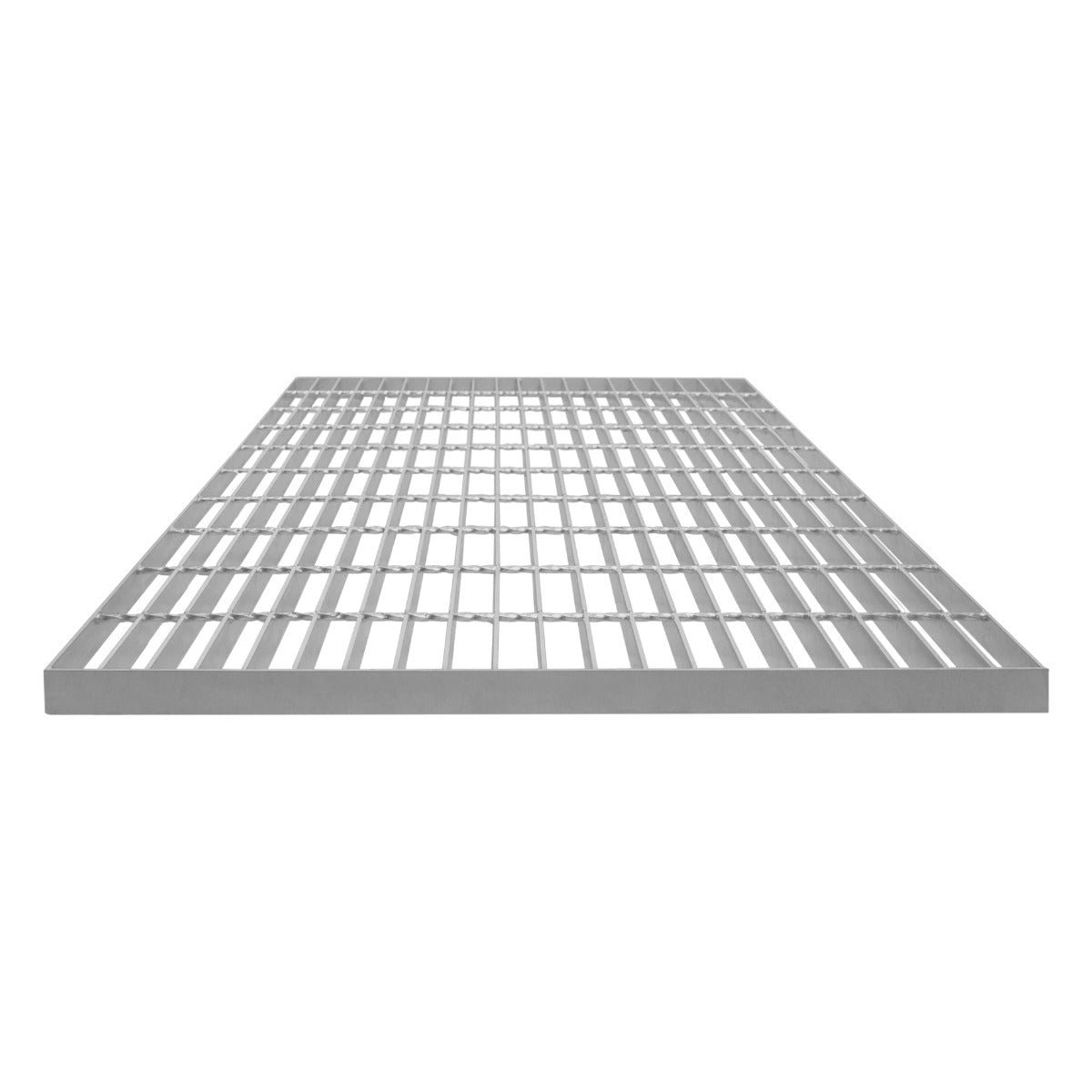 Grille caillebotis en acier galvanisé, dimensions 1000 x 700 mm, surface lisse, finition argentée, design robuste et durable