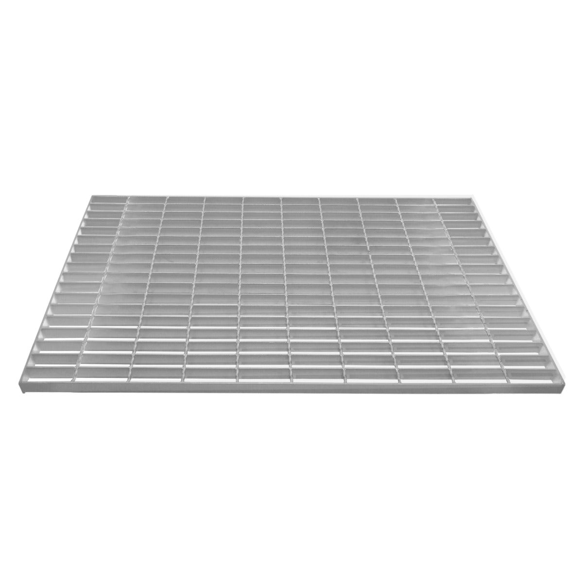 Grille caillebotis en acier galvanisé, dimensions 1000 x 600 mm, surface lisse, finition argentée, idéale pour la ventilation et le drainage