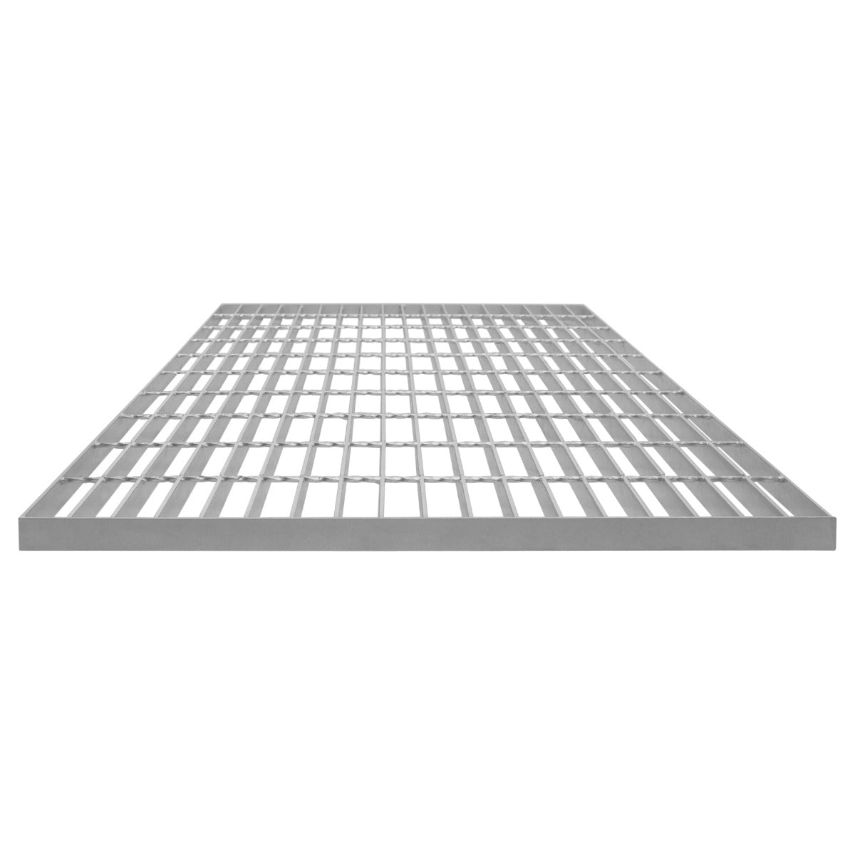 Grille caillebotis en acier galvanisé, dimensions 1000 x 600 mm, finition lisse, couleur argentée, design robuste et durable