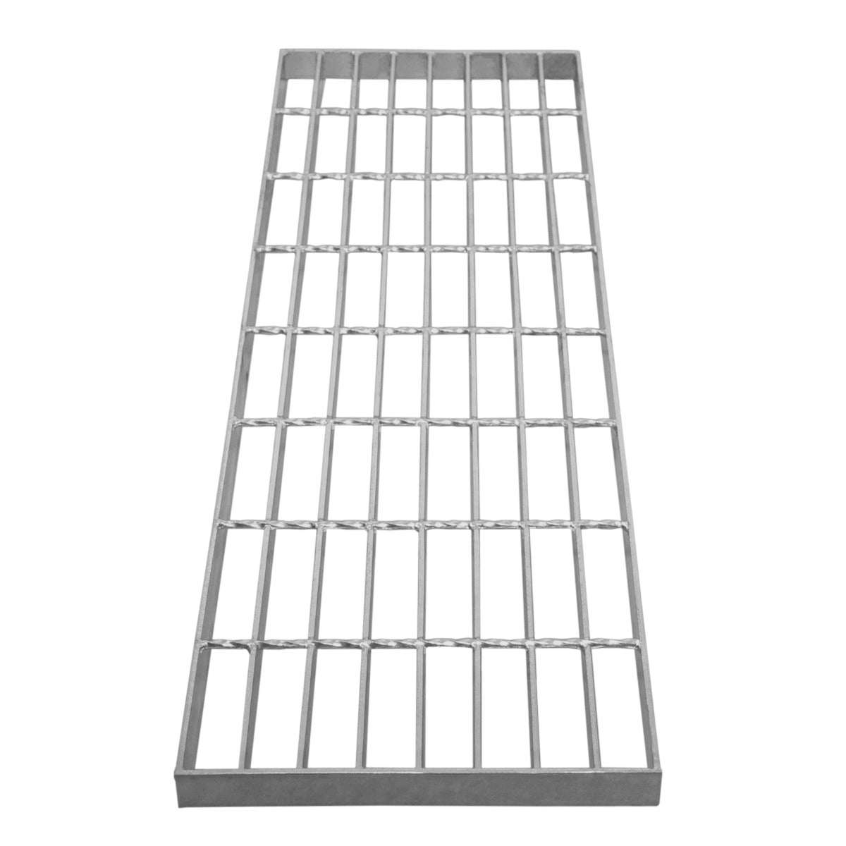 Grille caillebotis en acier galvanisé, dimensions 800 x 270 mm, avec une surface lisse et des barres parallèles robustes et résistantes