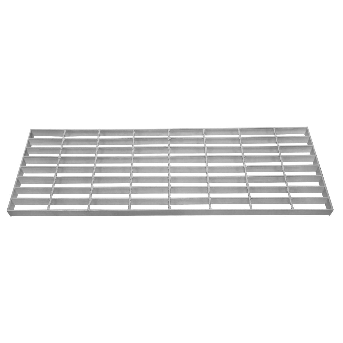 Grille caillebotis en acier galvanisé de 800 x 270 mm, avec une surface lisse et des barres parallèles, idéale pour la ventilation