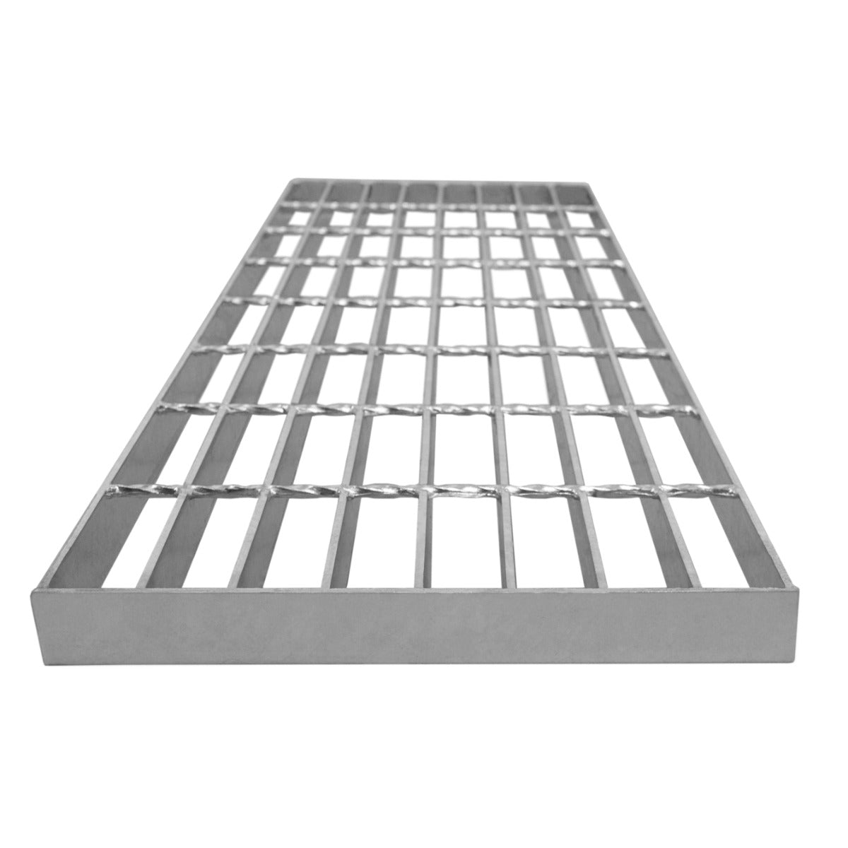 Grille caillebotis en acier galvanisé, dimensions 800 x 270 mm, avec une texture lisse et des barres parallèles robustes et durables
