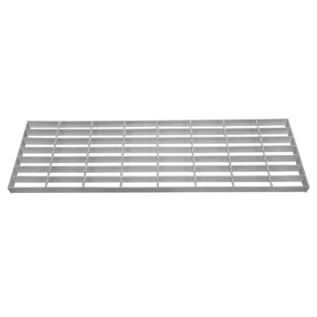 Grille caillebotis en acier galvanisé, rectangulaire, 800 x 240 mm, avec une surface lisse et des barres parallèles robustes