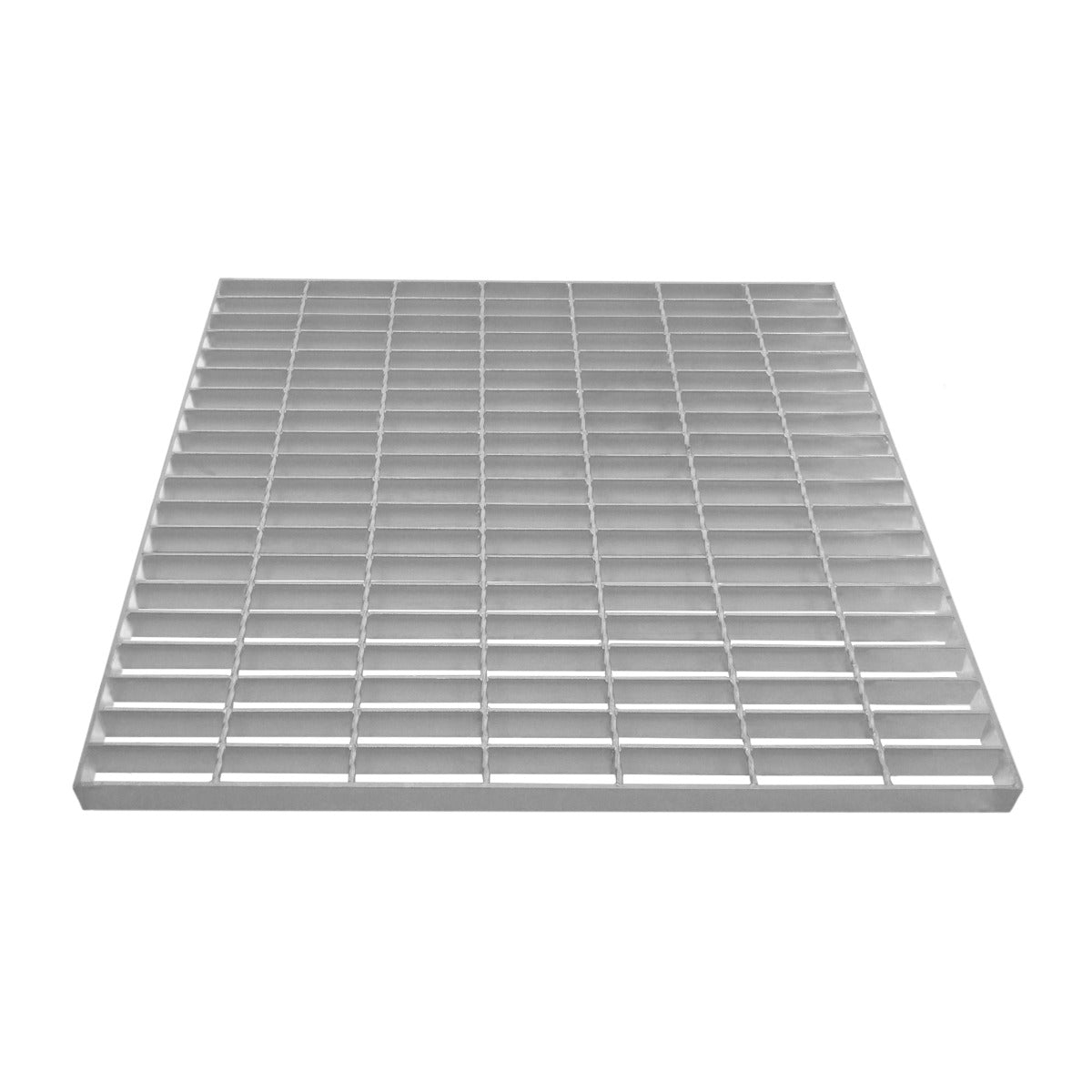 Grille caillebotis en acier galvanisé, 700 x 700 mm, avec une surface lisse et des barres parallèles offrant robustesse et durabilité