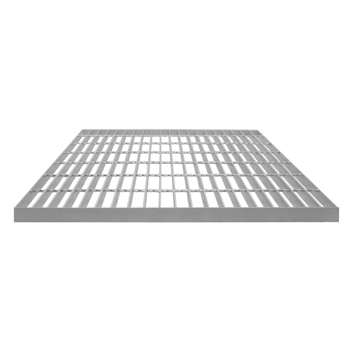 Grille caillebotis en acier galvanisé de 700 x 700 mm, finition lisse, couleur argentée, structure robuste et résistante à la corrosion