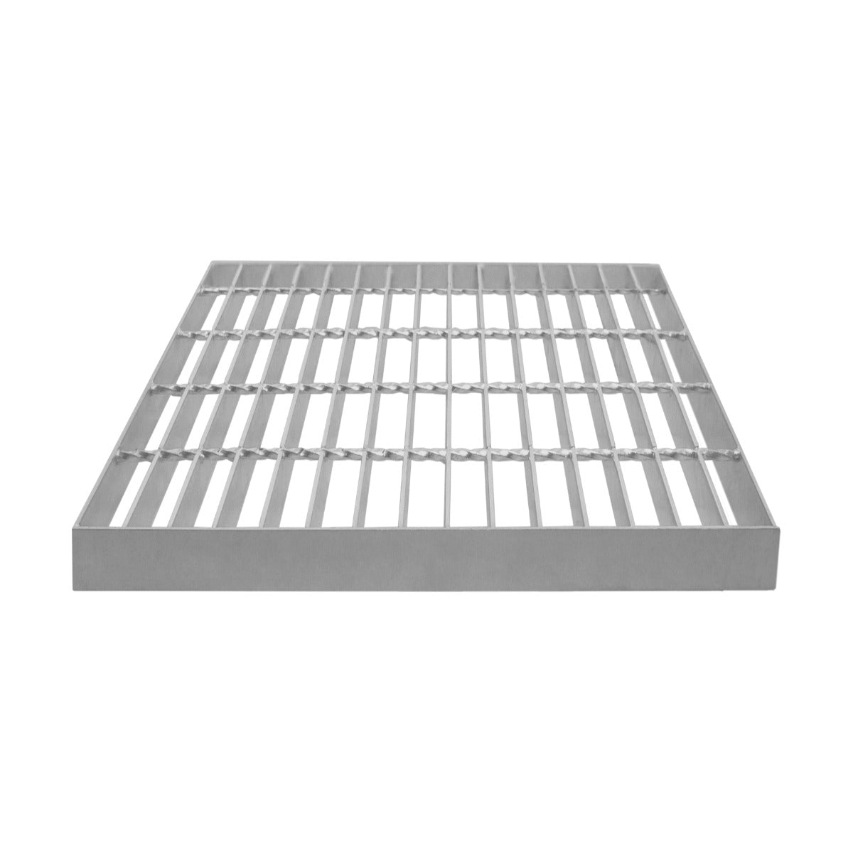 Grille caillebotis en acier galvanisé, 500 x 500 mm, avec une finition lisse et des barres parallèles robustes pour une durabilité optimale