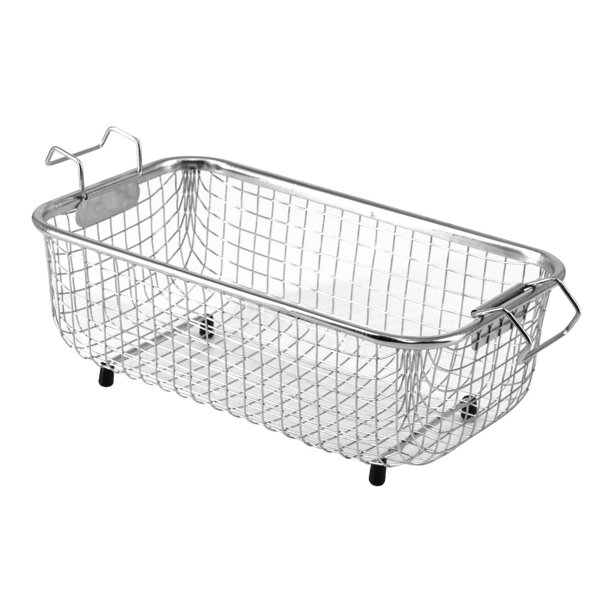 Panier en acier inoxydable pour nettoyeur ultrasonique, de forme rectangulaire, avec maillage fin et poignées pour un transport facile