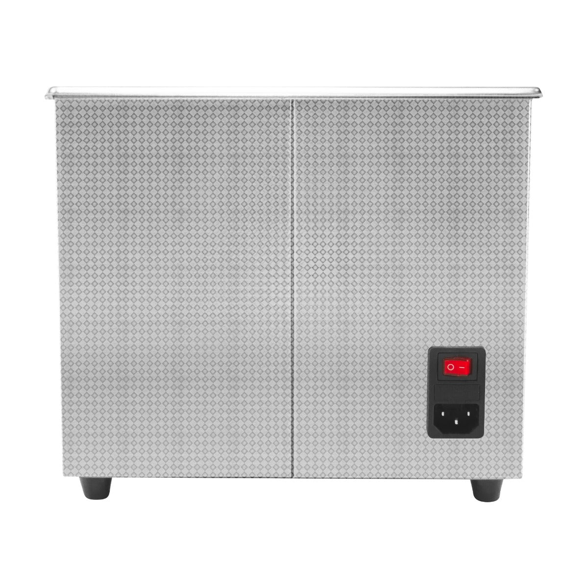 Nettoyeur ultrasonique T-Mech de 10 L en acier inoxydable, finition texturée, avec interrupteur rouge et pieds en caoutchouc pour stabilité