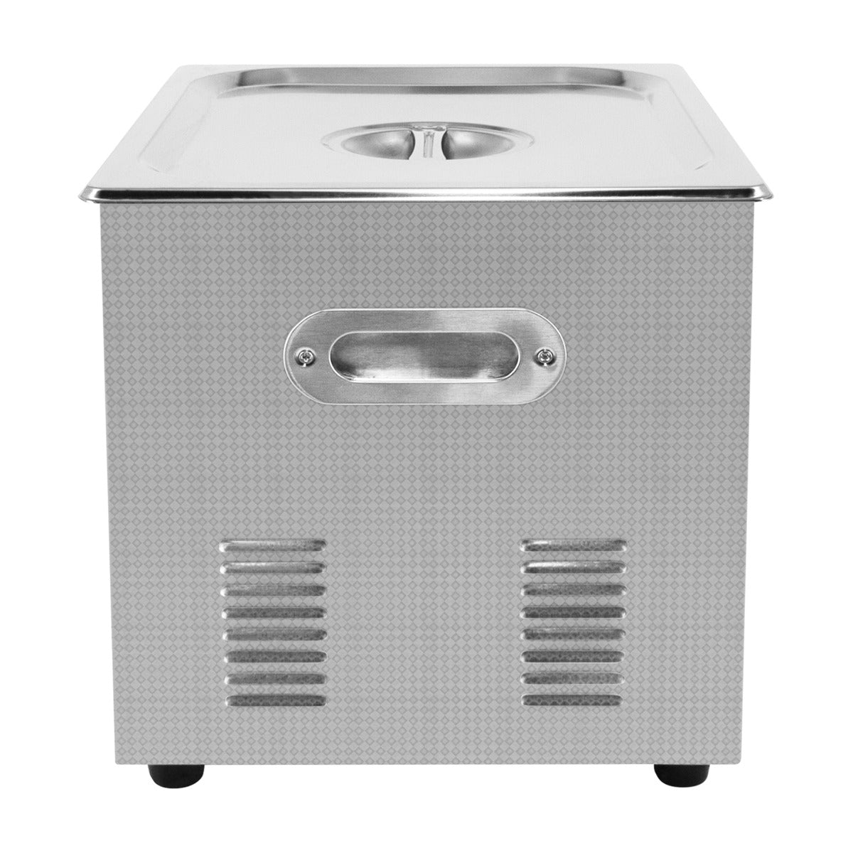 Nettoyeur ultrasonique T-Mech 30 L en acier inoxydable, finition lisse, avec un couvercle en métal et poignées latérales pratiques