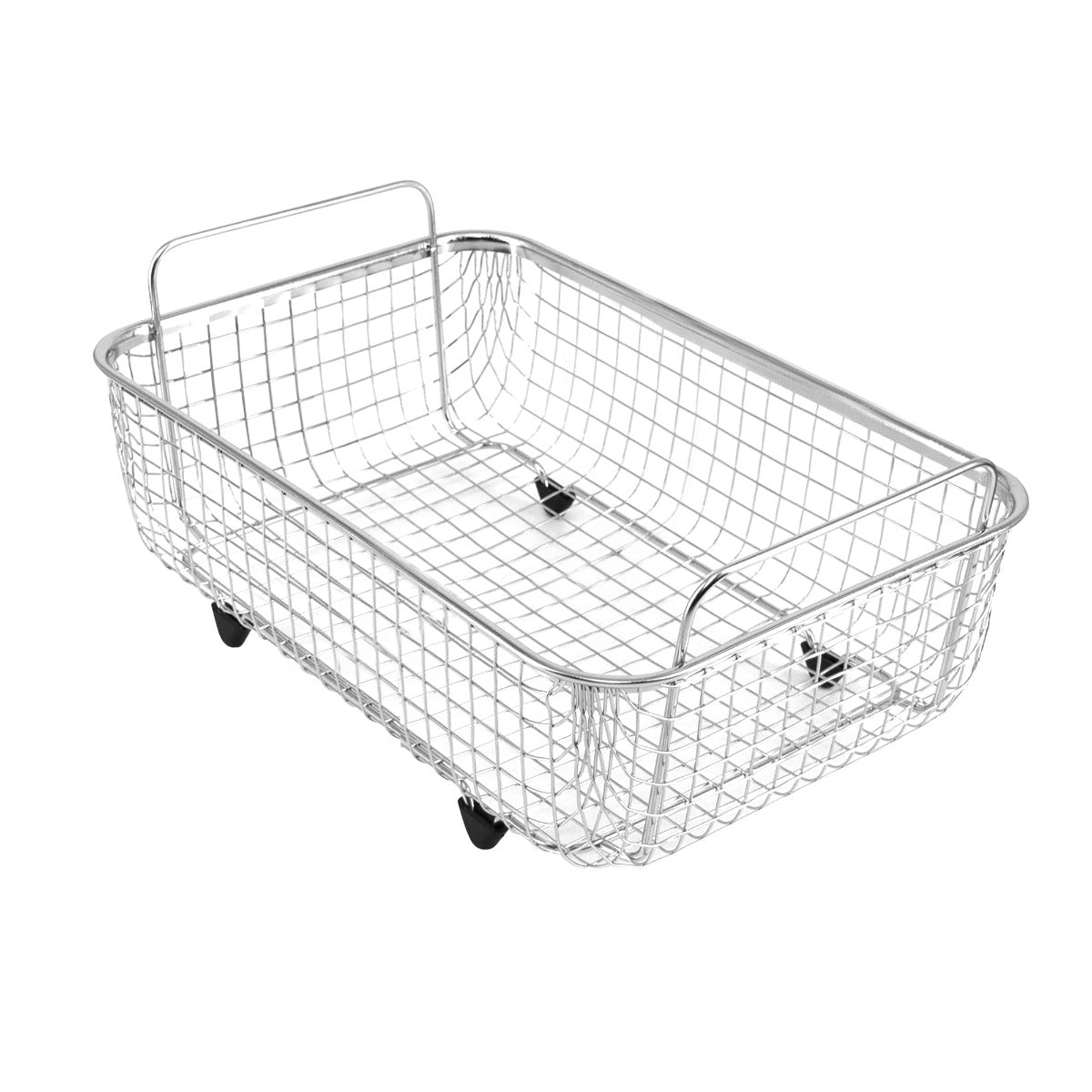 Panier en métal inoxydable, rectangulaire, avec poignées et roulettes, idéal pour le nettoyage ultrasonique et le rangement