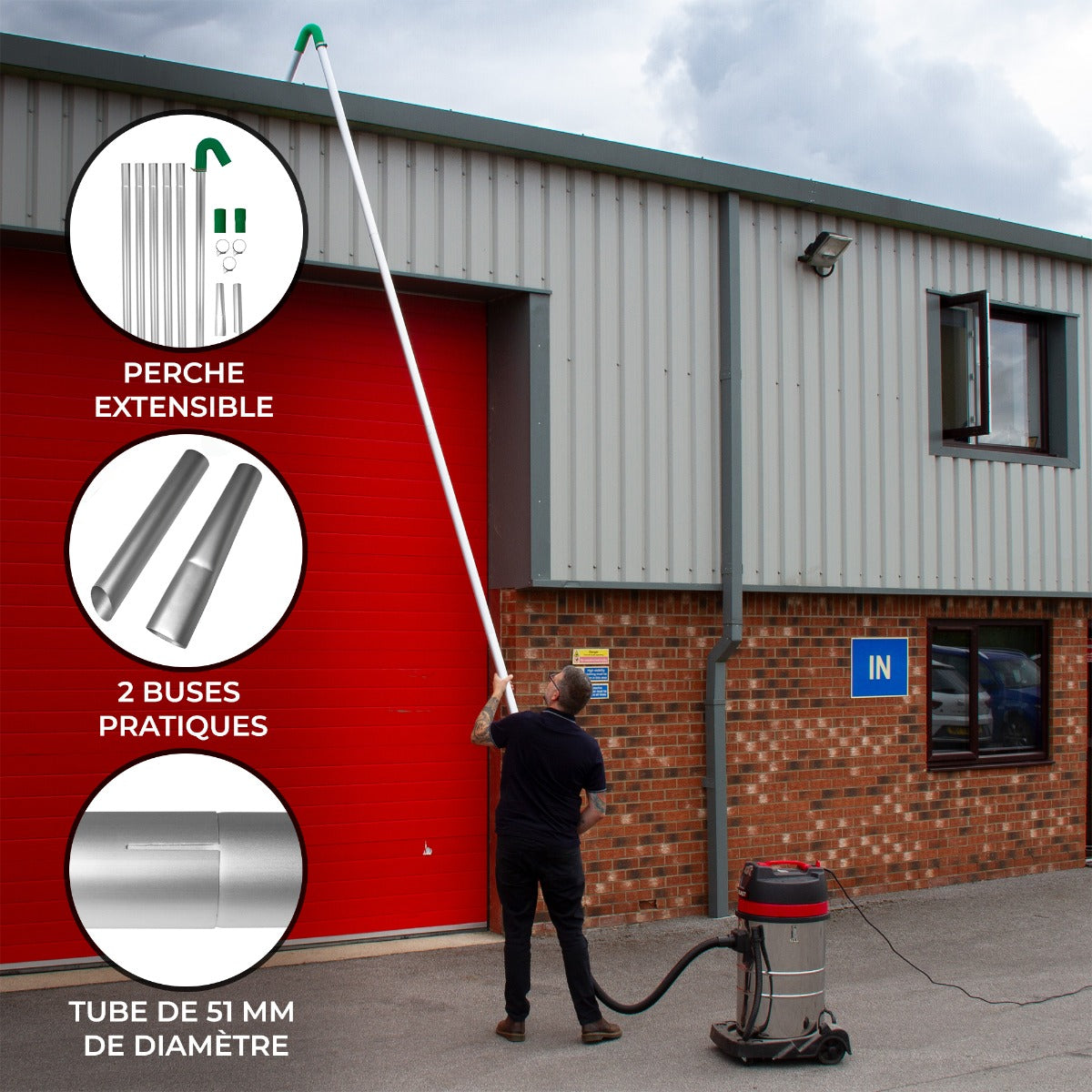 MAXBLAST Perche d'Aspiration pour Gouttière 7,2 m