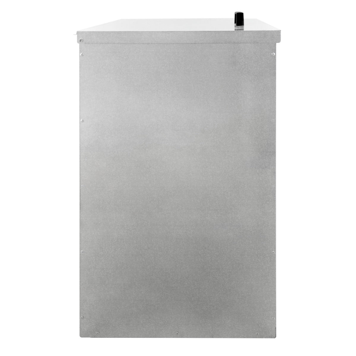 Conteneur à charbon de 300 L en acier inoxydable, finition argentée, surface lisse et robuste, conçu pour un stockage efficace