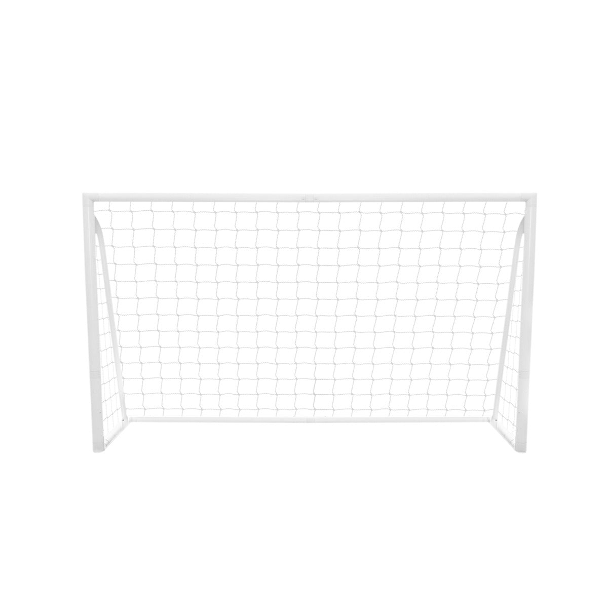 But de football blanc en métal, dimensions 1,8 x 1,2 m, avec un filet en mailles, idéal pour les jeux en extérieur et entraînements