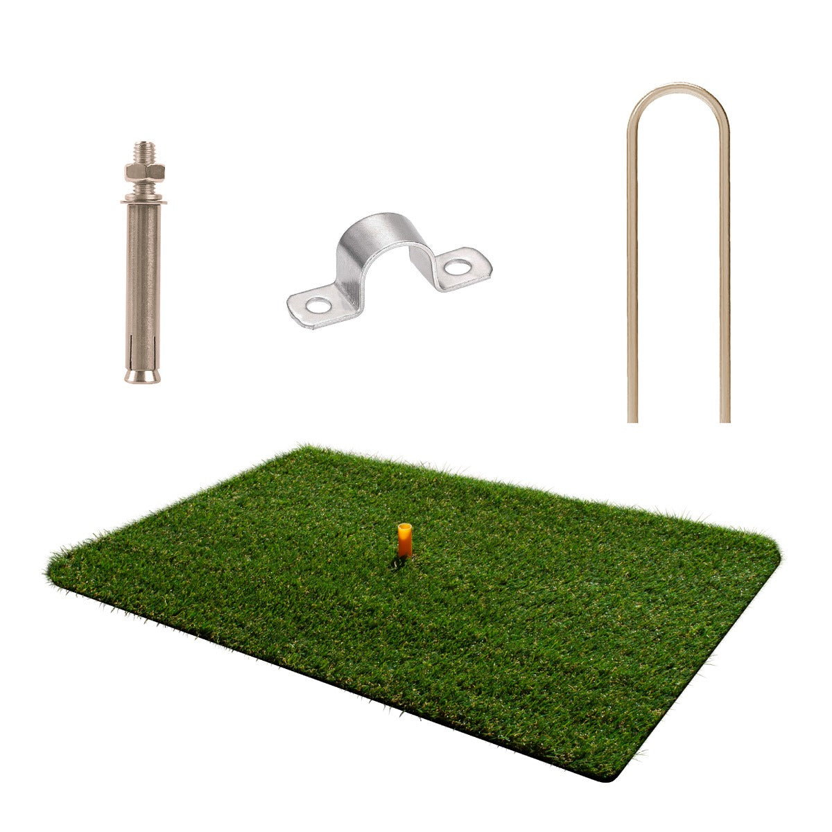 Cage d'entraînement de golf avec cible multi-trous, comprenant un tapis en herbe synthétique, des accessoires en métal et un tee orange