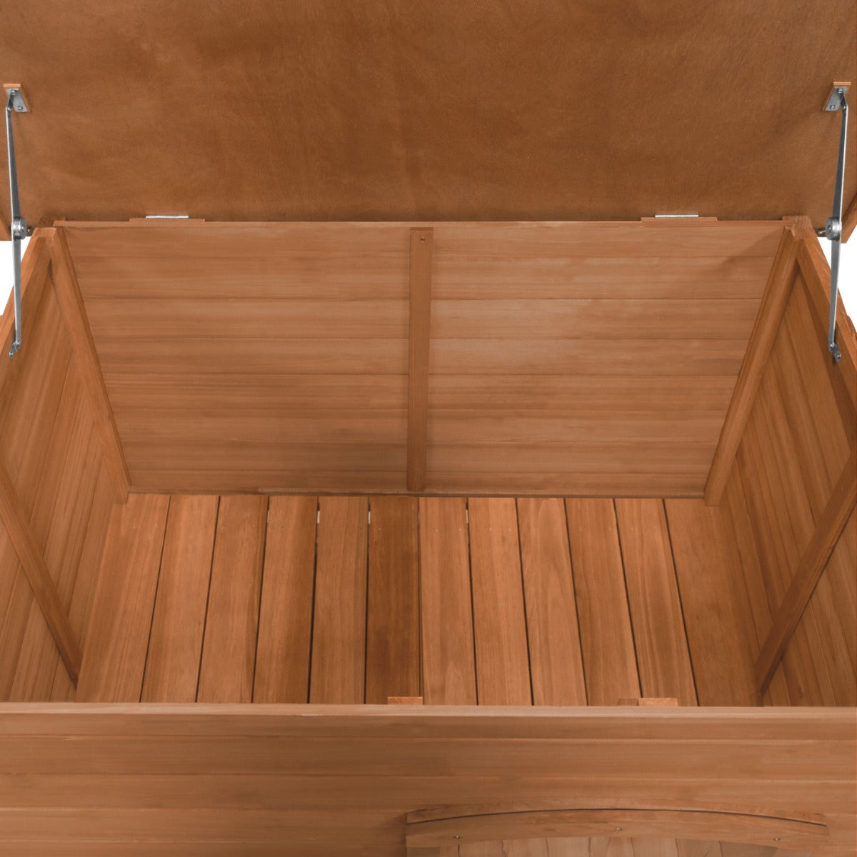 Niche pour chien de taille moyenne en bois, finition lisse, couleur miel, avec un intérieur spacieux et des lattes en bois naturel