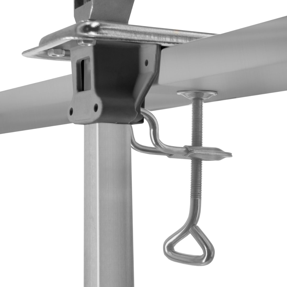 Ouvre-boîte commercial KuKoo en acier inoxydable, avec un mécanisme de fixation robuste et un design fonctionnel pour une utilisation professionnelle